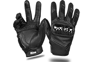 BÜCHII Buchii Leather Motorcycle Gloves Men & Women Multi Purpose Hard Knuckle Cover Full Finger Motorbike Gloves for BMX ATV MTB Riding Road Racing Cycling Climbing Motocross