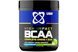 USN Complete Amino & EAA Intra Workout Powder, Apple Flavour - 400g, Vegan Energy Drink, Premium BCAA Amino Acids & Glutamine Recovery Drink, High Impact Pre Workout & Post Workout Shake