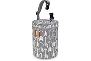 GIMOCOOL Baby Bottle Bag, Thermal Bag for Thermos and Baby Bottles, Portable Insulated Leak Proof Milk Bottle Carrier, Reusable Breast Milk Cooler Bag for Nursery Travel Camping,Gray