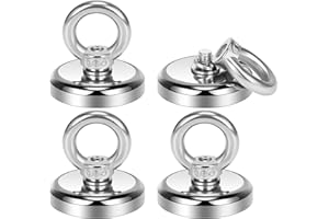 Wukong 32mm Stark Neodym Ösenmagnet, 4 Stück Zugkraft 38kg Extra Starker Magnethaken Neodymium Magnet Haken für Geeignet Magnet Fischen in Haus, Werkstatt, Wasser