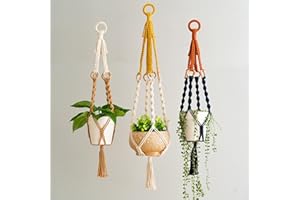 Umimiss Macrame Plant Hanger - 3pcs Colourful Hanging Plant Pot, Knitted Cotton Macrame Wall Decoration, Indoor Outdoor Boho Home Decor