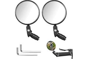 WRTEEASE HD Bar End Bike Mirrors – 360° Adjustable Wide Angle Convex Rearview Bicycle Mirrors, Anti-Scratch and Impact-Resistant, for Road, Mountain, and E-Bikes (2-Pack)