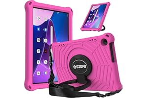 GOZOPO Funda para Lenovo Tab M10 3rd Gen Tablet de 10.1" (TB-328F/TB-328X), a Prueba de Golpes Carcasa Niños con Cubierta de Soporte y Bandolera -Rosa