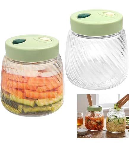 Gärventil Autobrüter Fermentierglas 1,49 L – Quadratisch, 2er-Pack, Mit Gewicht, Gärventil & Deckel – Für Sauerkraut, Hot Sauce & Met