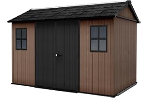 Keter Casetta da Giardino Newton 7511/1175, Effetto Legno Naturale, Porte e Finestre Orientabili, Marrone, 6,5 m², 230x350x246H cm