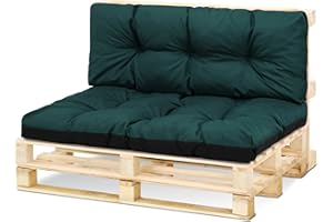 Amazinggirl Coussin Palette de Jardin Set: 120x40 cm + 120x80 cm - Coussins Exterieur et Interieur Gros Oreiller pour d'assise canapé Banc Balcon Banquette et terrasse Vert