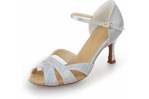 JIAJIA Y2054 aux Femmes Sandales en Satin Talon évasé Salsa Latine Performance Chaussures de Danse