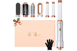 Airstyler 6 en 1, UKLISS Secador Pelo Profesional con Hair Dryer, Cepillo Alisador Pelo, Secador Pelo Rizado, Thermal Brush, Cepillo de Aire Caliente, Hairstyler Regalos Set para Mujeres - Blanc