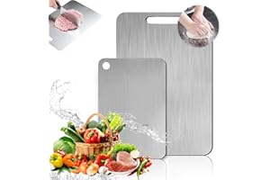 HWJPDMBD Titan Schneidebrett, 2 Pcs Schneidebrett Edelstahl, Titan Chopping Board, Schneidebrett Metall, Doppelseitiges Schneidebrett in Lebensmittelqualität, Auch als Nudelbrett, Backbrett (B)