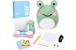 CROCHETBOX CROCHET BOX Crochet Kit for Beginners: Frog Crochet Kit for Adults, Learn to Crochet, Include Easy to Use Yarn, Step-by-Step Video, Patterns, Cute Animal Design, Birthday Gift