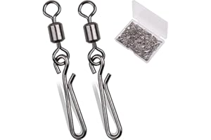 SHADDOCK Fishing Swivel Snaps High Strength Rolling Swivel with Hanging Snap Fishing Line Connector Corrosion Resistance Snap Swivels Saltwater Tackle, Size 2 4 6 8 10