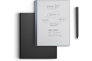 reMarkable 2 Bundle - Leder-Folio | 10,3-Zoll reMarkable 2 Papier-Tablet, Marker Plus Pen mit integriertem Radierier und Book Folio-Hülle aus hochwertigem Schwarzen Leder