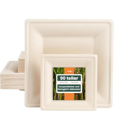 Wisefood Zuckerrohr Teller - 50 Stück Nachhaltige Einwegteller Aus Bagasse, ø23cm