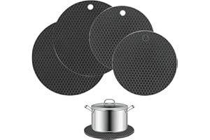Sughug Sottopentola in Silicone Multiuso a Forma di Alveare, 4 Pezzi,Diametro 17,5 CM e 14,5 CM，Tappetino Antiscivolo Resistente al Calore,Ideale come Base per Pentole e Padelle.