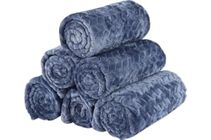 BVAGSS Couverture pour Chien Chaton, 6 Pièces Moelleux Épais en Flanelle Lavable Animaux Coussin pour Petits et Moyens Chiots et Chatons XH075 (60 x 40 cm, Blue Wheat Ears)