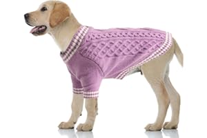 LiebeDD Maglioncino Cane di Taglia Piccola Media Grande, Maglione Cane Gatto, Animali Domestici Pullover Lavorato Maglia Cane, Caldo e Morbido Vestiti per Cani Invernali, Viola, 2XL