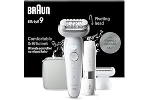 Braun Silk-épil 9 Depilatore Donna, Epilatore Elettrico Donna con Testina Flessibile per una Epilazione Semplice, Wet & Dry, Pelle Liscia a Lungo, con Testina per Rasoio Donna e Cappuccio Rifinitore