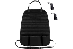 KEESIN Taktyczny organizer na oparcie fotela samochodowego, taktyczny Molle, duża torba administracyjna, organizer na panel pojazdu, torba do przechowywania z 2 haczykami na siedzenia samochodowe, czarny