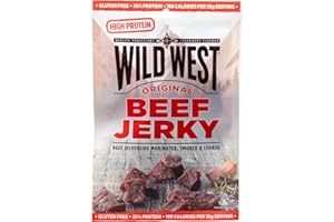 Wild West Beef Jerky, 60g Original, high Protein Viande séchée, Beef Jerky Snack protéiné, Bœuf séché