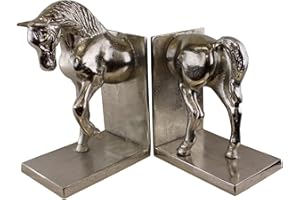 Caths Direct Aluminium Silver Effect Horse Bookends Set 30cm wide x 24cm