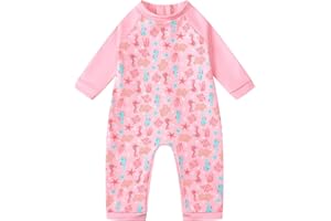 Ewbob Baby Swimming Warm Suit Girls Swimming Costume Long Sleeve Rash Guard Zipper Boys One Piece Swimsuit Bathing Suits