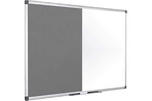 Bi-Office Combination Board Maya, Grey Felt/Magnetic, Aluminium Frame, 120 x 90 cm