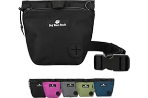 FLYING TAIL Sac de Dressage pour Chien avec Fermeture à Pression magnétique, Sac Banane pour Dressage d'animaux de Compagnie en Plein air, avec Support de Sac Poubelle (Noir)