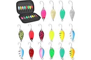 HNCY 16 Piezas Kit de Señuelos de Pesca, Cucharillas Pesca para Lucio Trucha Salmon Bass, 2.5g/3.5g/5g Señuelos de Pesca para Diferentes Aguas, Cebos Señuelos de Pesca Trucha, Cucharillas Pesca Trucha