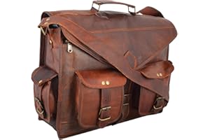 DHK DEVIL HUNTER KILLER Handolederco. ABB 18 Inch Vintage Handmade Leather Messenger Laptop Bag