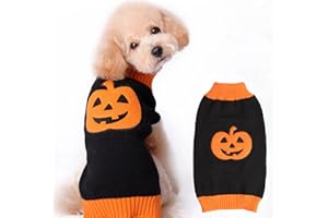 Asmea Maglioncino Cane Halloween Costume Halloween Cane Halloween Maglione Gatto Caldi Vestito Halloween Cane Halloween Zucca per Cane Gatto Maglione Cane Taglia per Piccola Media Grande Cani Nero M