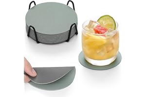 CHITOMARS Sottobicchieri Antiscivolo, Set di 8 Sottobicchiere Rotondi Sottobicchieri per Bevande Plastica Lavabili Bifacciale Impermeabile