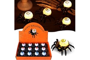 FQUVSP Halloween Spinne Augäpfel Kerzenlicht - 12 Stück LED Halloween Deko Kerzenlichter Flammenlos Batterie Teelichter Augäpfel Kerzenlichter Dekoration, für Halloween Party Innen Außen Home Dekor