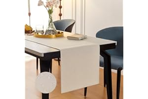 GUJOXILA Modern Tischläufer Beige 40 x 140 cm Tischläufer Wasserabweisend Abwaschbar Leinenoptik Küche Esstisch Tisch Dekoration für Hochzeiten Drinnen Urlaub Party Dekor