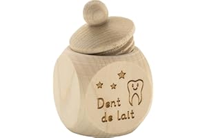 Spruchreif Boîte à dents de lait en bois avec couvercle à vis et gravure - Boîte à dents pour enfants pour les dents de lait à conserver, parfaite comme petit cadeau - Fée des dents