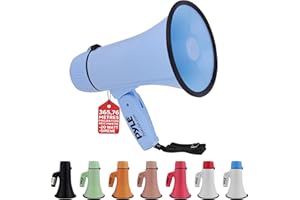 ‎PYLE Pyle Megaphon mit Sirene & Mikrofon, Signalhorn 20 Watt mit Lautsprecher, Schultergurt, Aufnahmefunktion & Aux-Anschluss, Mini Megafon Kinder & Erwachsene, Robustes Tröte Faltbar für Indoor & Outdoor