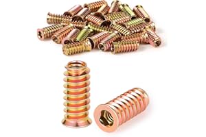 msymsyu 25 Pcs Threaded Inserts M6x15mm Insert Nuts Hex Drive Head Nuts Carbon Steel Threaded Inserts for Wooden for Various Wood Furniture Manufacturing and Assembly