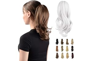 Sofeiyan Estensione coda di cavallo 33 cm Clip lunga coda di cavallo riccia in estensione dei capelli artiglio Parrucchino sintetico dall'aspetto naturale per le donne, Grigio