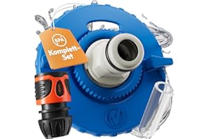 valuents® Vattenfyllningslock med slangkontakt – 3 stift 78 mm diameter – blå – husvagnstillbehör + Plus: Adapter för vattens