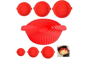 APKPESTERML Set di 6 Teglie in Silicone per Friggitrice ad Aria, Riutilizzabili Teglia Cestino per Friggitrice ad Aria Contenitori Accessori Versatili Pot adatta per Varie Friggitrici Cestino e Stampi Inclusi