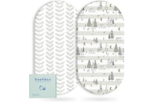 Yoofoss Moses Basket Sheets, Newborn Pram Sheet Fitted for Baby Boy and Girl, Crib Baby Bassinet Sheets, Breathable 2 Pack Easy Care