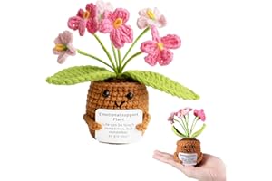 iewrtcin Emotional Support Crochet Funny Gifts,Gradient Pink Crochet Flower Pot Plant,Handmade Crochet Emotional Support Plant Suitable for Gifts for Boys and Girls,Office Decoration,Positive Gifts