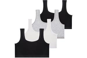 Lancry Lot de 4 soutiens-gorge pour filles, en coton doux pour filles de 7 à 12 ans, soutien-gorge d'entraînement sans fil non rembourré pour filles, enfants, adolescentes