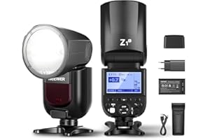 NEEWER Z1-C TTL Flash Speedlite a Testa Rotonda per DSLR Canon, 76Ws 2.4G 1/8000s HSS, Lampada di LED a 10 Livelli, Batteria al litio, 2600mAh, 480 Scatti a Piena Potenza, Ricicla in 1.5s Flash