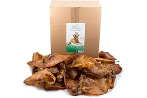 J&J Tasty Treats Friandise Chien 16 Grandes Pièces – Oreille de Porc Chien Séchée de Qualité Supérieure – Nourriture pour Chien Diététique Entière à Mâcher - Cadeau Chien