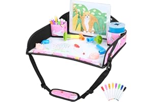INFANZIA Reisetisch Kindersitz Spiel für Kinder - Knietablett mit Zeichenbrett, Snack Tablett, Kindersitz Rücksitz für Auto Flugzeug Zug Reisen - Unterstützung, Faltbarer Organizer