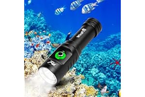 WINDFIRE Torcia Subacquea, 6000 Lumen Torcia Elettrica Impermeabile, 3 Modalità Luci Subacquee con Indicatore di Potenza, Impermeabilità IPX8, Luce Subacquea Snorkeling con Ricaricabile Batteria