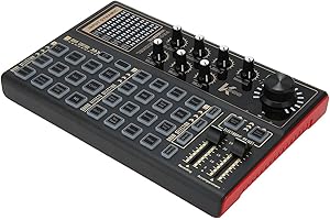 GOWENIC Table de Mixage Sonore avec Lumières Colorées, Carte Son en Direct et Interface Audio avec Effets de Mixage DJ et Changeur de Voix, équipement de Studio de Production de Podcasts