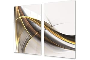 CONCEPT CRYSTAL Tagliere in VETRO temperato – Proteggi-piano di lavoro e spianatoia – Copri-piano cottura – pezzo UNICO (60x52cm) o DUE pezzi (30x52cm ognuno); D01 Serie Astratta: Gambo ardente