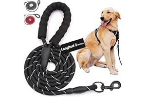 Mablik® Correa Perro Larga Adiestramiento 3 Metros (diámetro 1 cm), con Mosquestón de Alta Resistencia 360º y Empuñadura Suave. Correa Larga Perro Reflectante (Correa Negra, 3m)