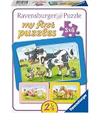 HABA 4 Erste Puzzles – Tierkinder-Puzzle Ab 2 Jahren – Mit 4 Motiven & Holzfigur – Fördert Feinmotorik & Kreativität